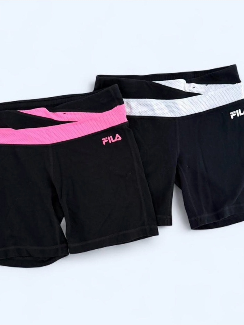 Fila Black Athletic Shorts with Pink Waistband Accent